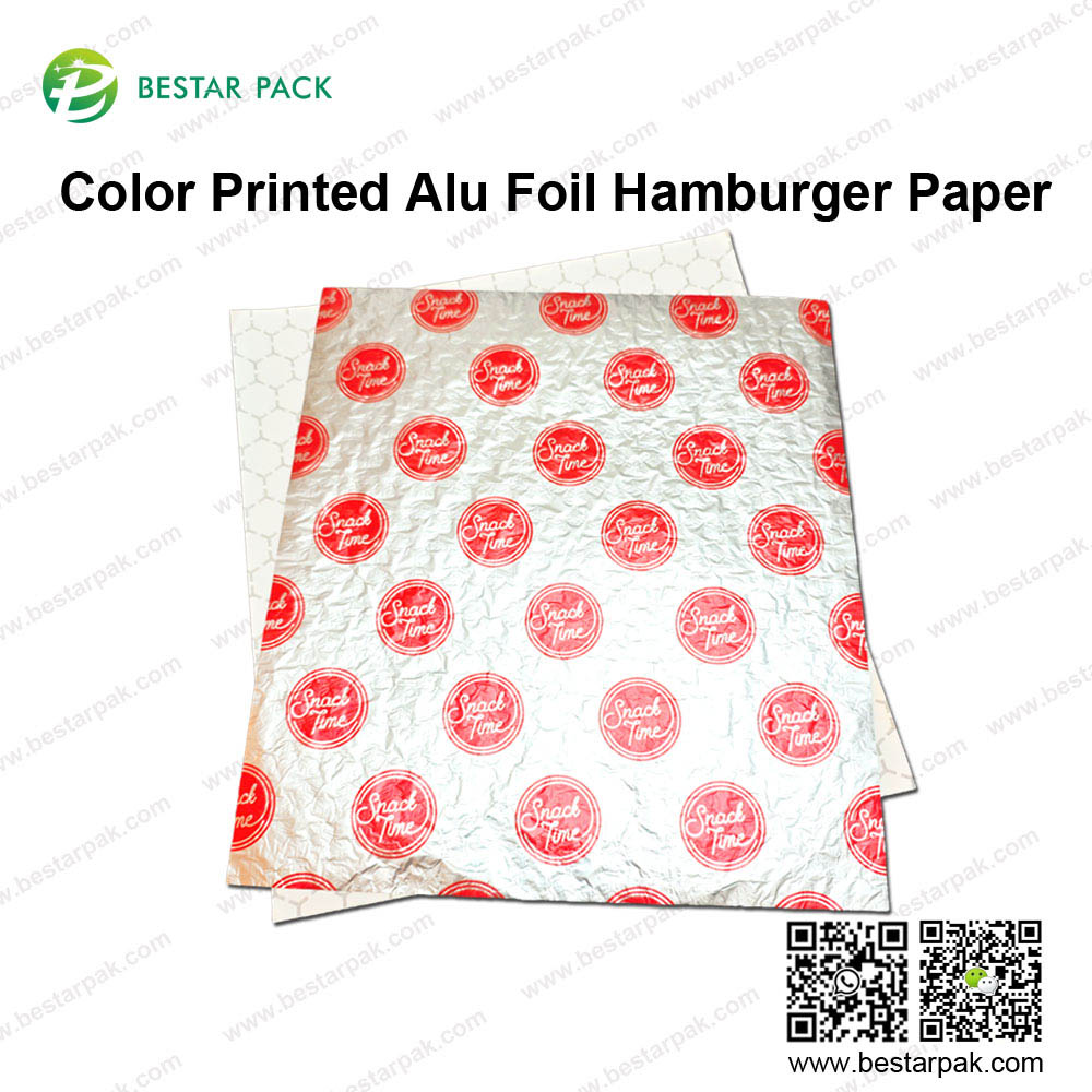 Papier hamburger en papier alu imprimé en couleur